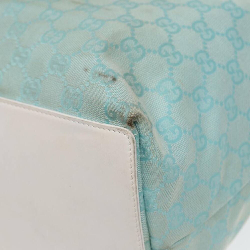 GUCCI GG Canvas Tote Bag Light Blue White Gold 002 002 - Picture 12 of 16